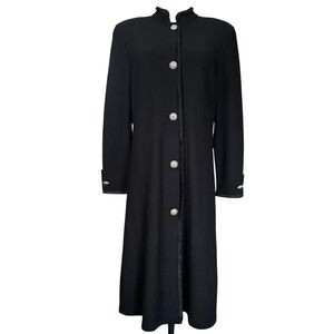 Vintage Jennifer Roberts Black Wool Victorian Gothic Maxi Coat Size 10 Vamp